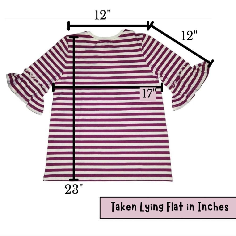 NWT Silver Jeans Co Girls Blouse Strips Pink White Ruffle Sleeve Top Kids Size L - Picture 9 of 10